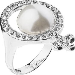 Кольцо из серебра с жемчугом и кристаллом swarovski (Арт.qcrrelle_52)